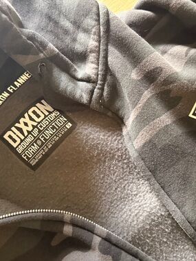 DIXXON Men's Zip-Up Hoodie in Black and Gray Camo